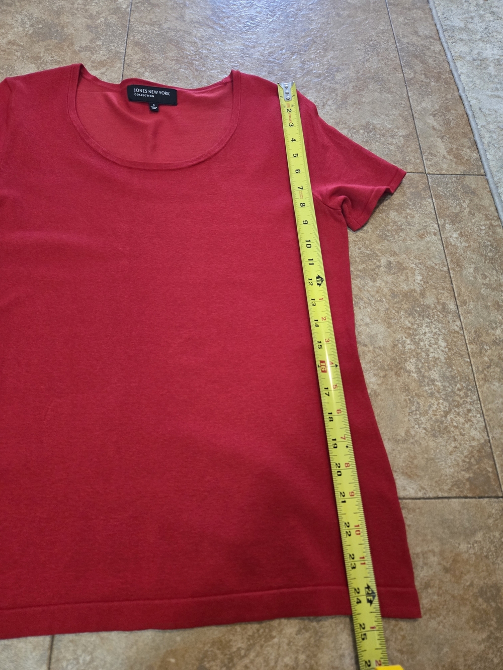 Jones New York Raspberry Red Scoop Neck Short Sleeve Tee - Picture 6 of 6